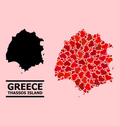 Red Love Pattern Map Thassos Island