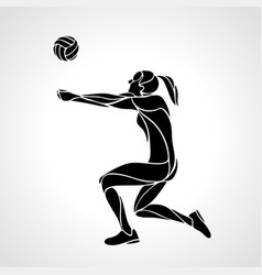 Woman Volleyball Player Silhouette Passing Ball