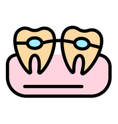 Molar Teeth Braces Icon Color Outline