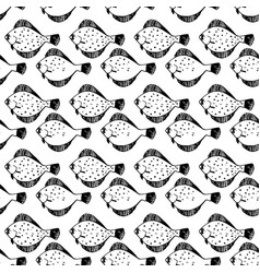 Seamless Black Pattern Of Flounder Fish