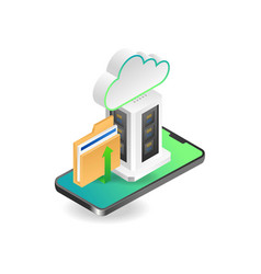 Concept Isometric Of Smartphone Data Cloud Server