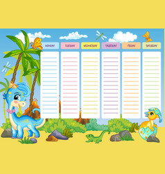 Cute Blue Dinosaur Printable Weekly Planner