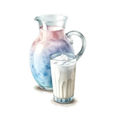 Watercolor Breakfast Milk Bottle Hand Draw