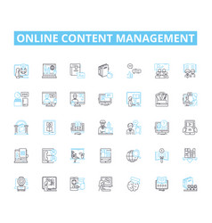 Online Content Management Linear Icons Set