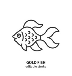 Gold Fish Line Icon Aquarium Fish Sign