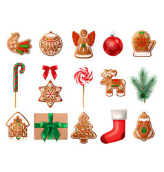 Realistic Christmas Colored Icon Set