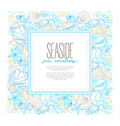 Square Frame Border Of Line Art Sea Life