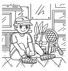 Tennis Boy Wearing Shoes Coloring Page