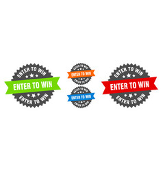 Enter To Win Sign Round Ribbon Label Set Seal