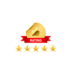 Golden Quality Badge With Five Star Rating