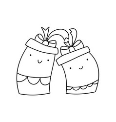 Line Christmas Couple Of Happy