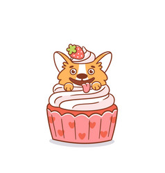 Funny Corgi Dog In A Cupcake