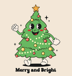 Retro Cartoon Christmas Tree Funny Character