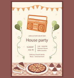 Flat House Party Poster Template