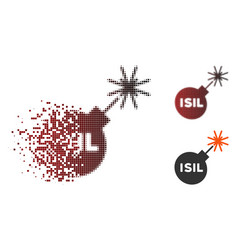 Fragmented Pixelated Halftone Isil Bomb Icon