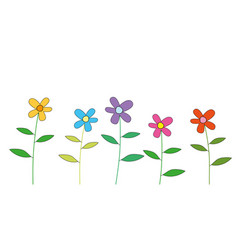 Colorful Spring Flowers Background Cute Line