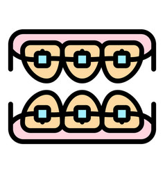 Denture Braces Icon Color Outline