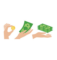 Hands Giving And Receiving Money Icon Set