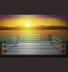 Outdoor Boxing Ring On Wooden Floor