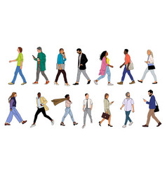 Set Of Business People Walking Isolated