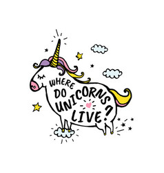 Where Do Unicorns Live Cartoon Sketch