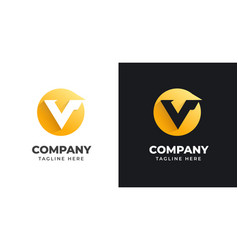 Letter V Logo Design Template With Circle Shape