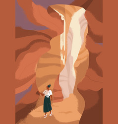 Person Exploring Canyon Cave Landscape Card