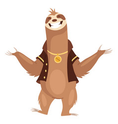 Sloth Character Rich And Happy Cute Cartoon Sloth