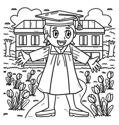 Student Wearing Graduation Toga And Cap Coloring