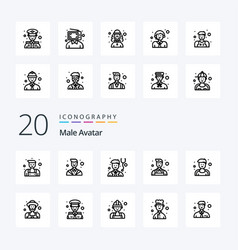 20 Male Avatar Line Icon Pack Like Gardener