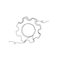 Continuous One Line Gear Shape Isolated