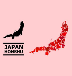 Red Valentine Mosaic Map Honshu Island