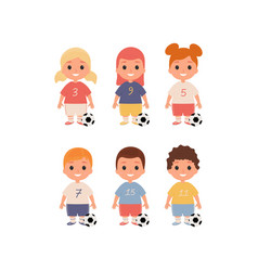 Cartoon Football Team Players In Sports Uniforms