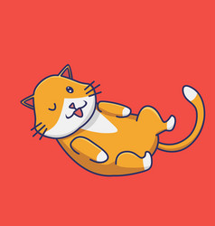 Cute Cat Lying Wink Cartoon Animal Nature Concept