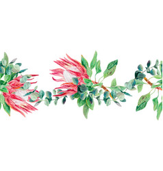 Protea Watercolor Eucalyptus Branch Seamless