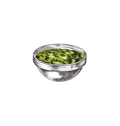 Guacamole Or Italian Pesto Sauce In Bowl