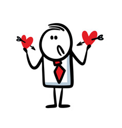 A Man In Office Suit And Tie Holds Two Hearts