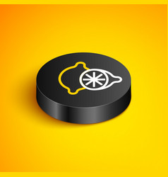 Isometric Line Lime Icon Isolated On Yellow