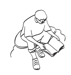 Man With Glasses Reading Book Hand Drawn