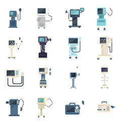 Ventilator Medical Machine Icons Set Flat