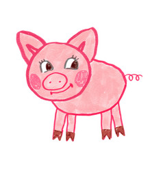 Child Drawing Of Cute Pig