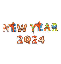 Cartoon New Year 2024 Bold Festive Typography