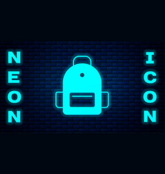 Glowing Neon School Backpack Icon Isolated