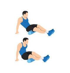 Man Doing Foam Roller Hamstring Stretch Exercise