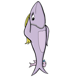 Purple Cartoon Shark With Pearls And Blonde Hair