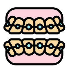 Retainer Teeth Braces Icon Color Outline