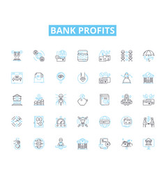 Bank Profits Linear Icons Set Revenue Earnings