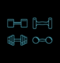 Hand Dumbbell Icon Set Neon