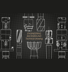 Mechanical Engineering Drawings On Black