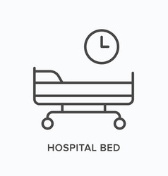 Hospital Bed Flat Line Icon Outline